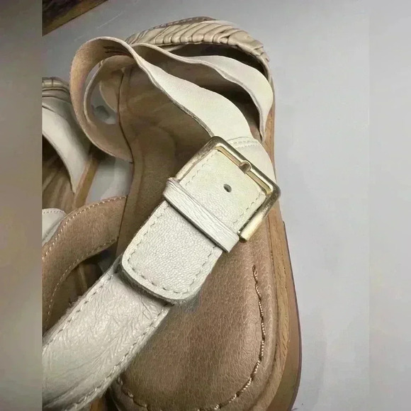 Dr. scholl’s sling back leather strappy sandal ruched square toe cushion 8,5 - Picture 5 of 9